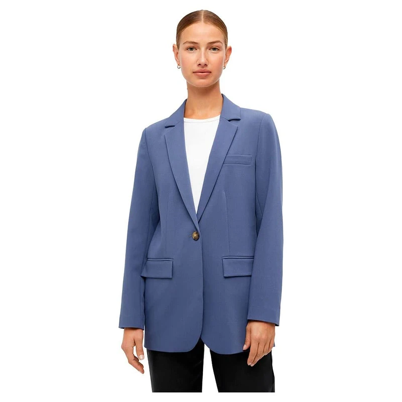 Object Female Single Breasted Blazer, Blue Indigo, 8