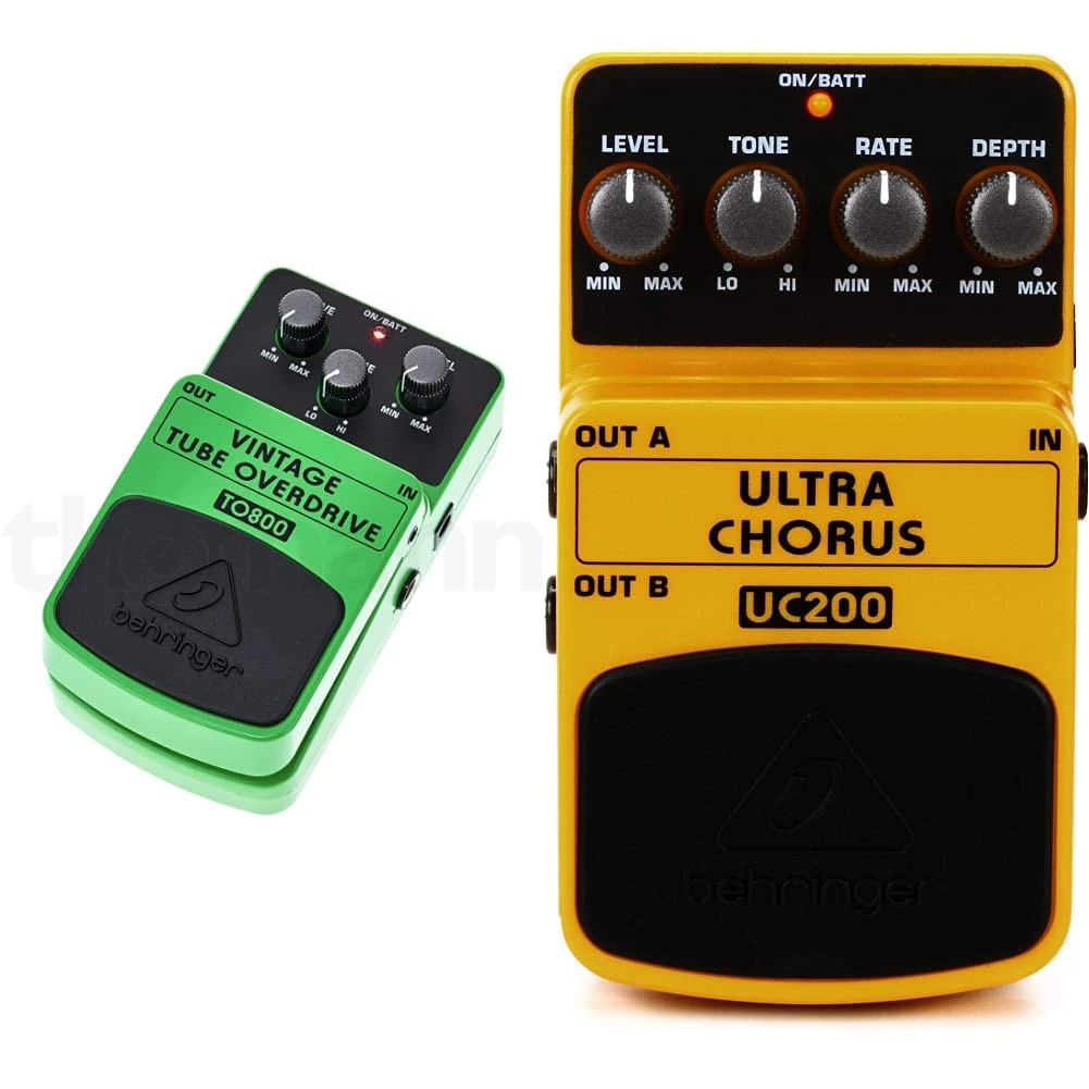 Behringer TO-800 Tube Overdrive & ULTRA CHORUS UC200 Ultimate Stereo Chorus Effects Pedal,Yellow