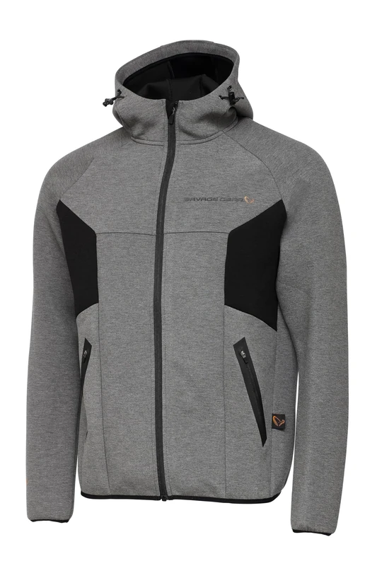 Savage Gear Tec-Foam Zip Hoodie – Performance Fishing Hoodie for Anglers, Boating, Hiking & Outdoor Sports – Lightweight, Stretch Fabric, Adjustable Hood, Zippered Pockets, Warm & Breathable L
