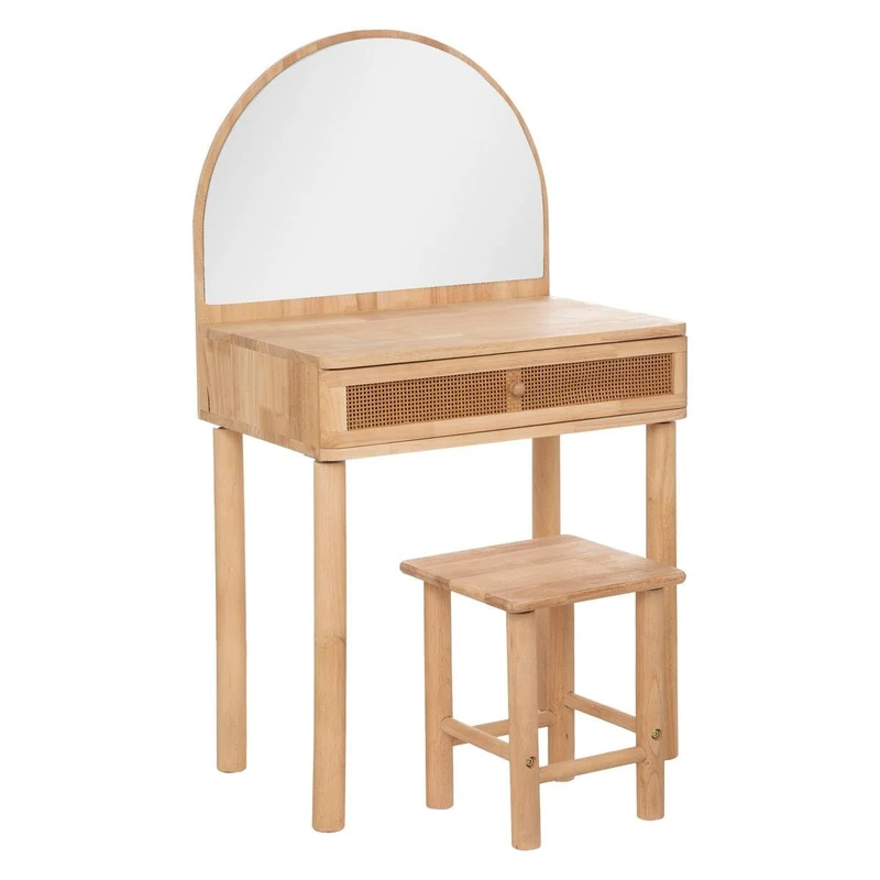 Atmosphera Wooden Dressing Table and Stool with Mirror for Children's Bedroom - Image 1