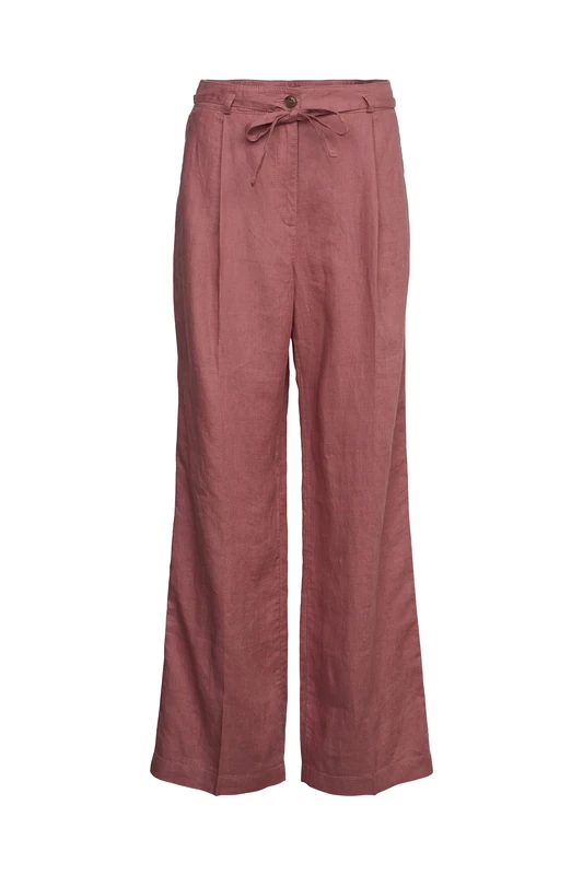 ESPRIT Linen Wide Leg Trousers, 550/Mauve, 30W x 30L