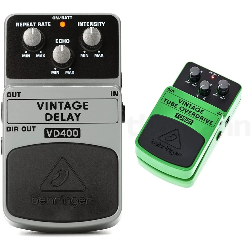 Behringer VINTAGE DELAY VD400 Vintage Analog Delay Effects Pedal, White & TO-800 Tube Overdrive