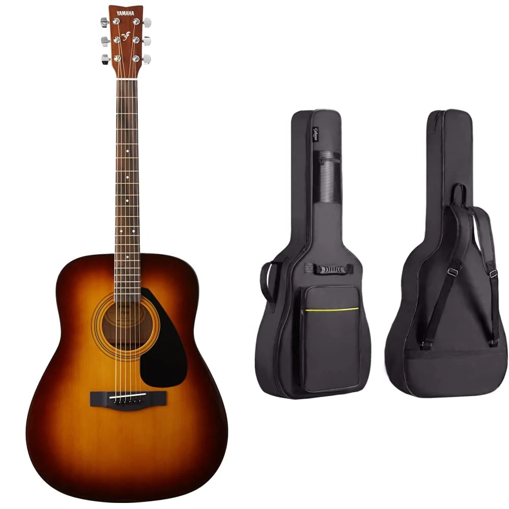 Yamaha F310 – Full Size Steel String Acoustic Guitar – Traditional Western Body & CAHAYA 40 41 Inch Acoustic Guitar Bag Waterproof Guitar Case Gig Bag 8MM Padding, Black Soft Case, CY0152