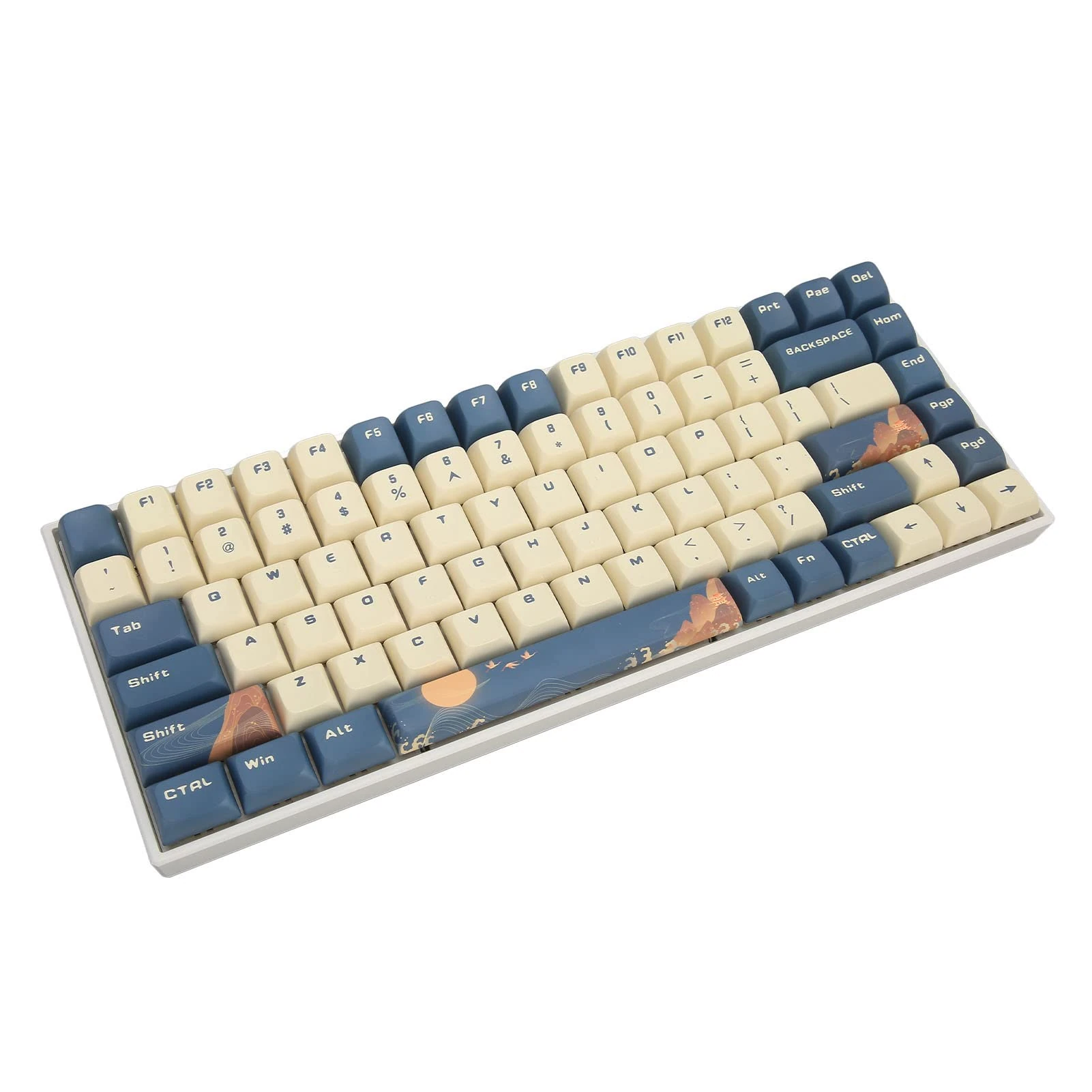 2.4G Wireless Mechanical Keyboard, 84 Key Mechanical Keyboard 84 Keys Blue White Mountain Bird 3 Modes Connection for Laptop (Red Switch)
