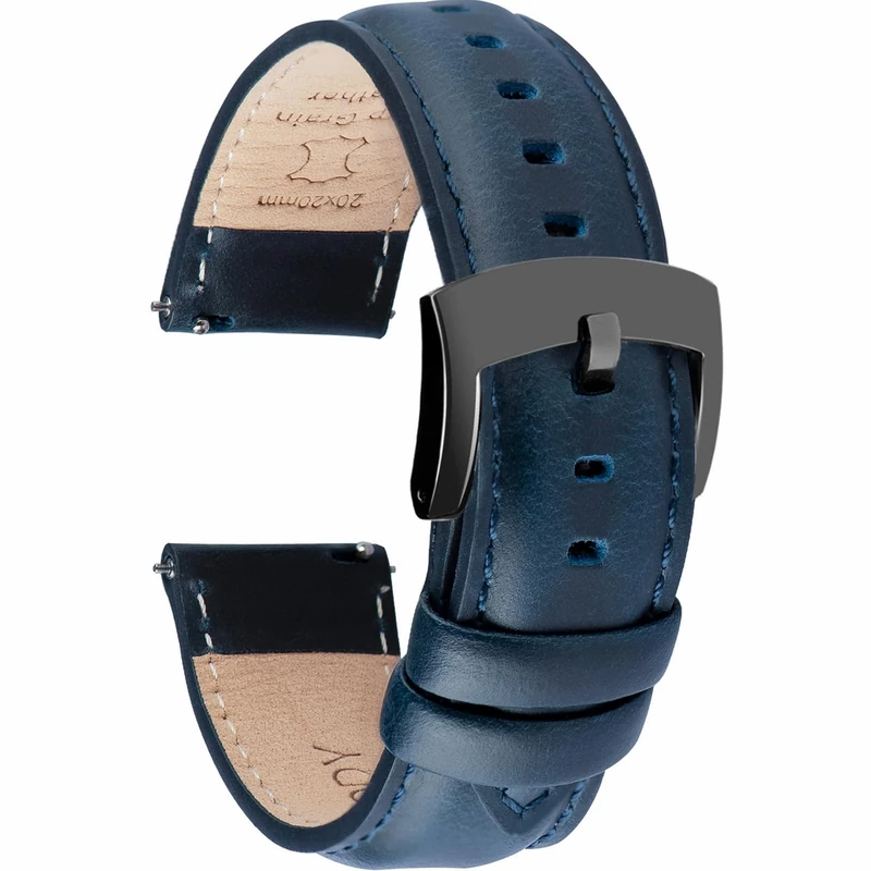 OTTOODY Quick Release Leather Watch Strap 18-22mm - Elegant Grain Band