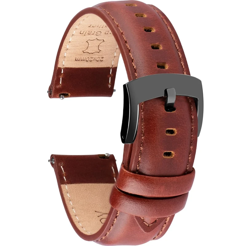 OTTOODY Quick Release Leather Watch Strap 18-22mm Top Grain Band