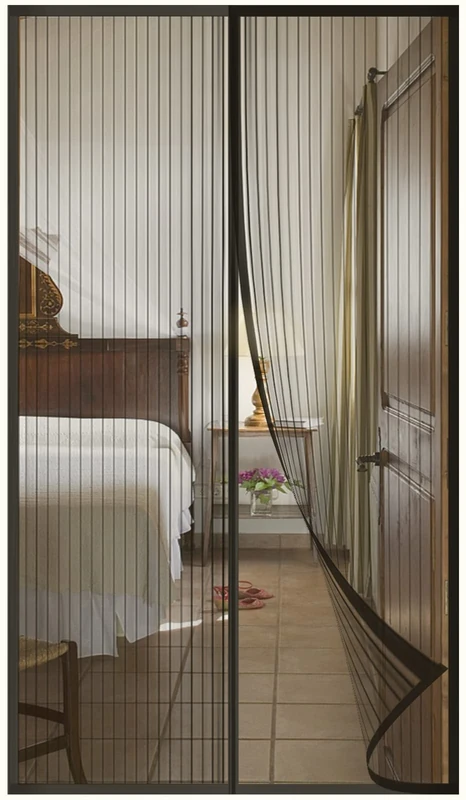 DIKER Fly Screens Doors Nets Patio Curtain Insect Mesh for Keeping Out Flies & Bug, Flyscreen French Doors, Mosquito Double Door Magnetic ScreenFly Doors (150 x 210cm, Black)