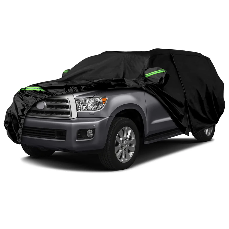 Waterproof Car Covers Replace for 2001-2023 Toyota Sequoia, 6 Layers All Weather Car Cover with Zipper Door & Windproof Bandsfor Snow Rain Dust Hail Protection