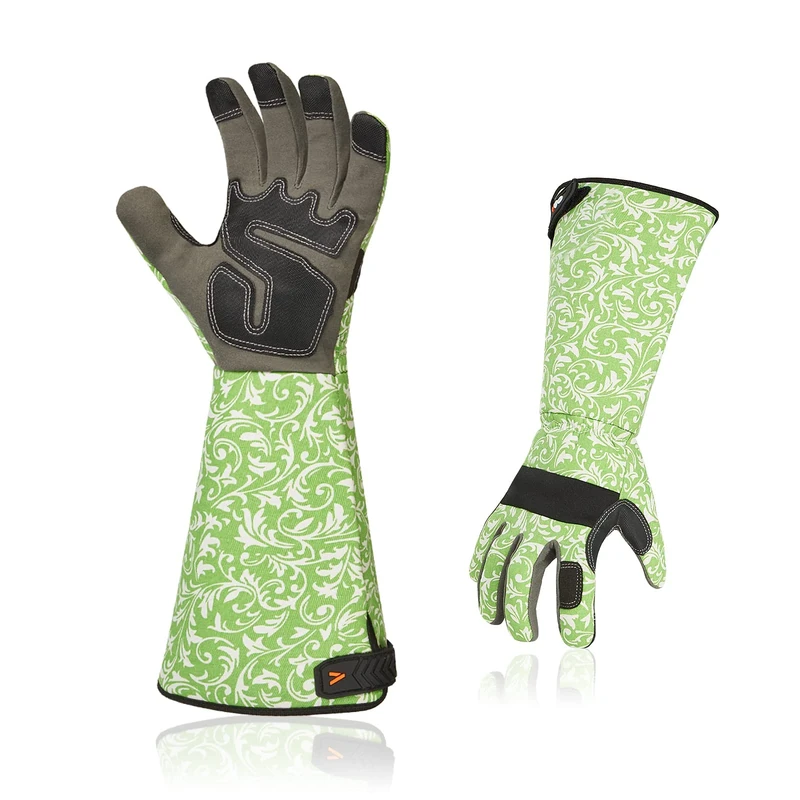 Vgo... Gardening Gloves Women Long Sleeves in Leather with Touchscreen, Long Work Gloves Gauntlet Puncture-proof Thorn Proof for Yard Garden Agriculture,1 pair