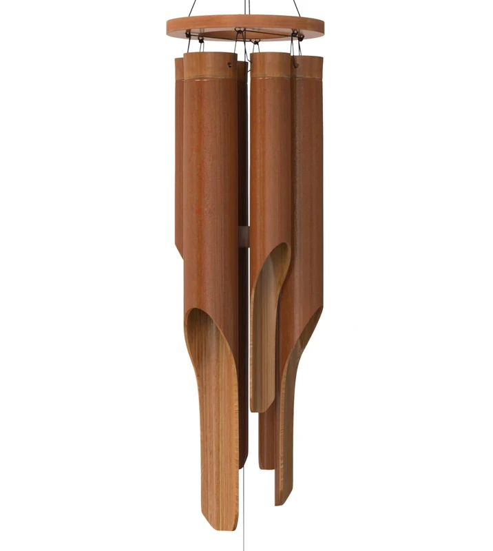 Nalulu Classic Bamboo Wind Chimes - Outside Outdoor Wood Wooden Windchimes, Medium, Handcrafted with Calming Deep Tones, Ideal Home Decor or Gift for Any Occasion v2