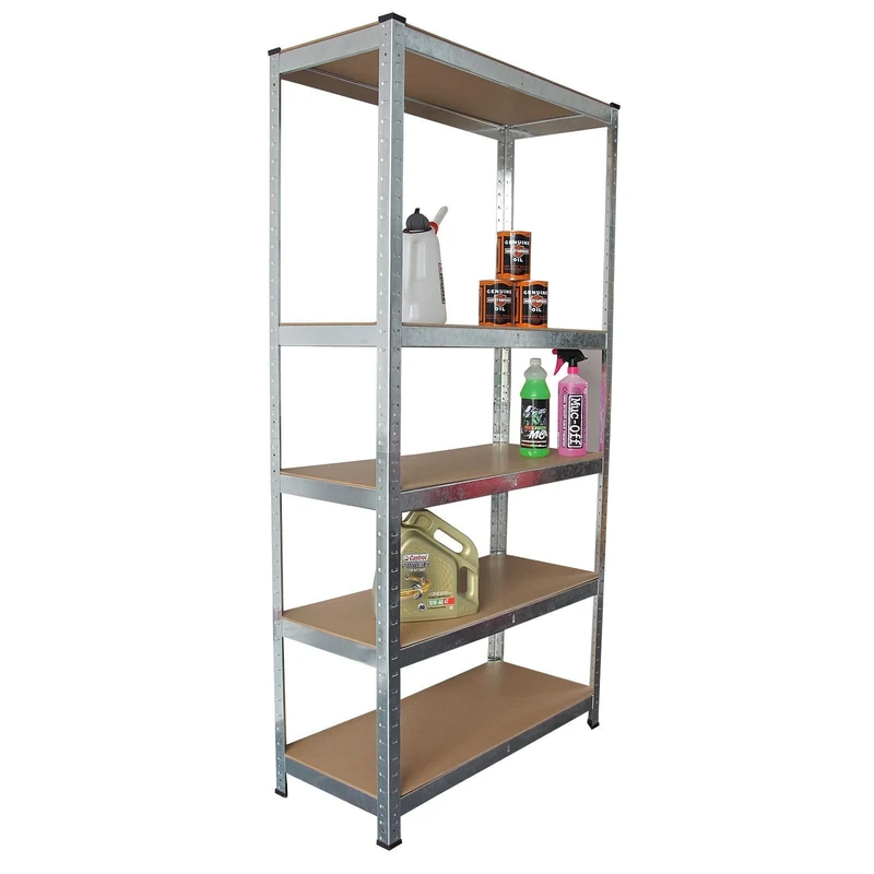 Panana Warehouse 5 Tier Racking Shelf Heavy Duty Steel Garage Shelving Unit Garden Shed Shelving (silver, 180x90x40cm)