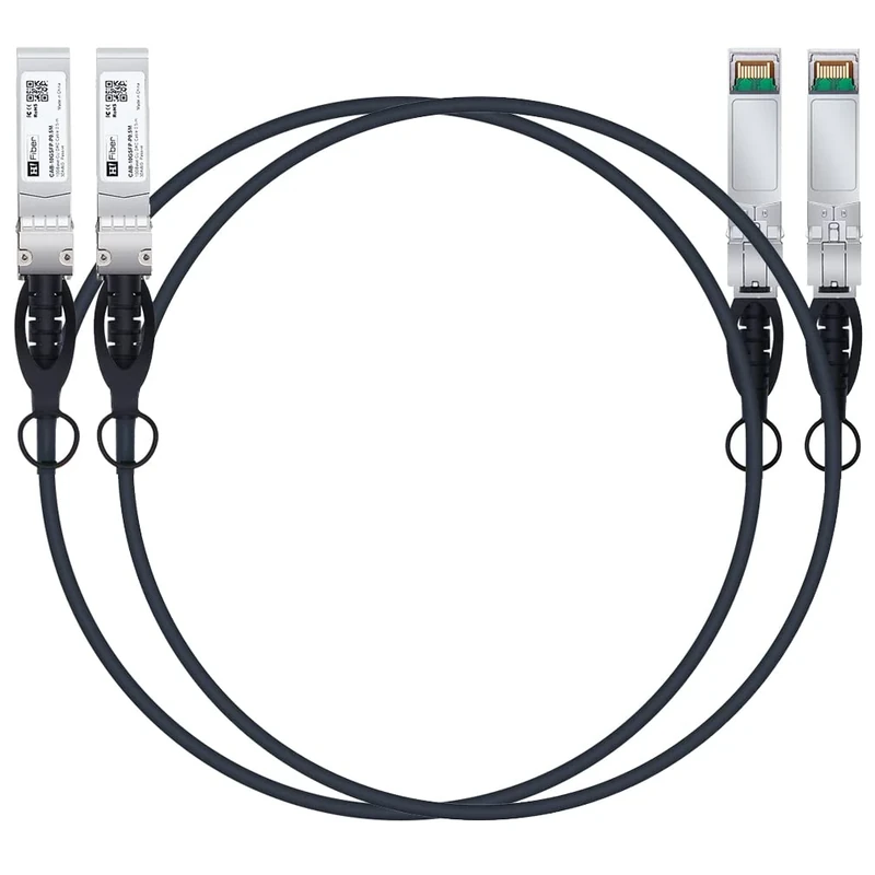 H!Fiber.com 2pack 10Gb/s SFP+ DAC cable, 1m (3.3ft), 10GBase-CU passive direct copper Twinax SFP+ cable, for Cisco SFP-H10GB-CU1M, Ubiquiti,Netgear and Other Open Switches and NIC
