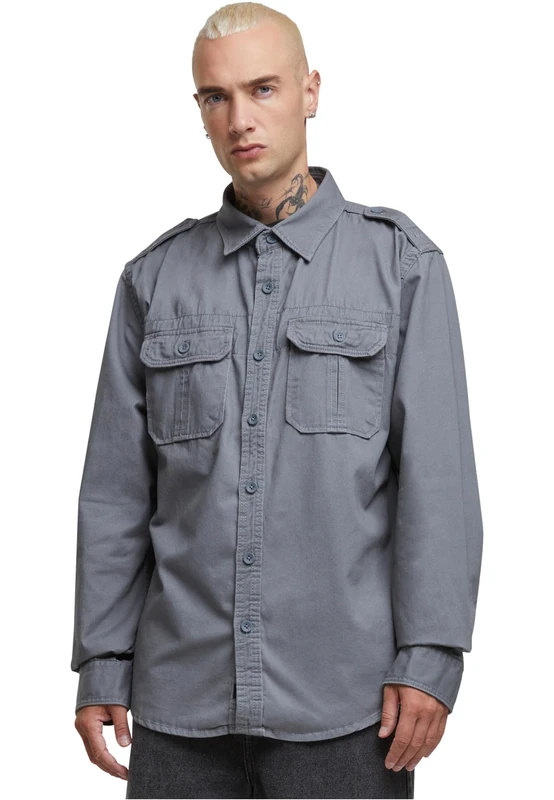 Brandit Vintage Shirt Long Sleeve, color: charc grey, size: 3XL