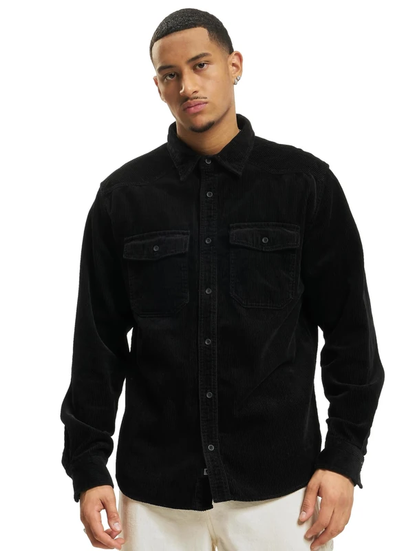 Brandit Corduroy Classic Shirt Long Sl, color: black, size: XXL
