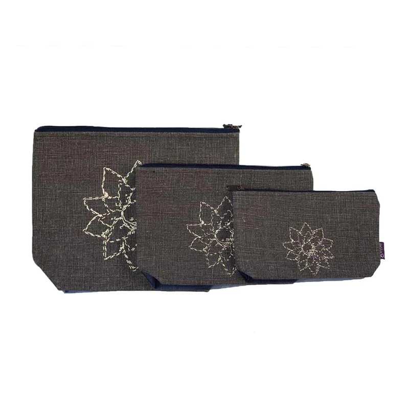 Della Q Pouch Set, Charcoal, Size S-M-L