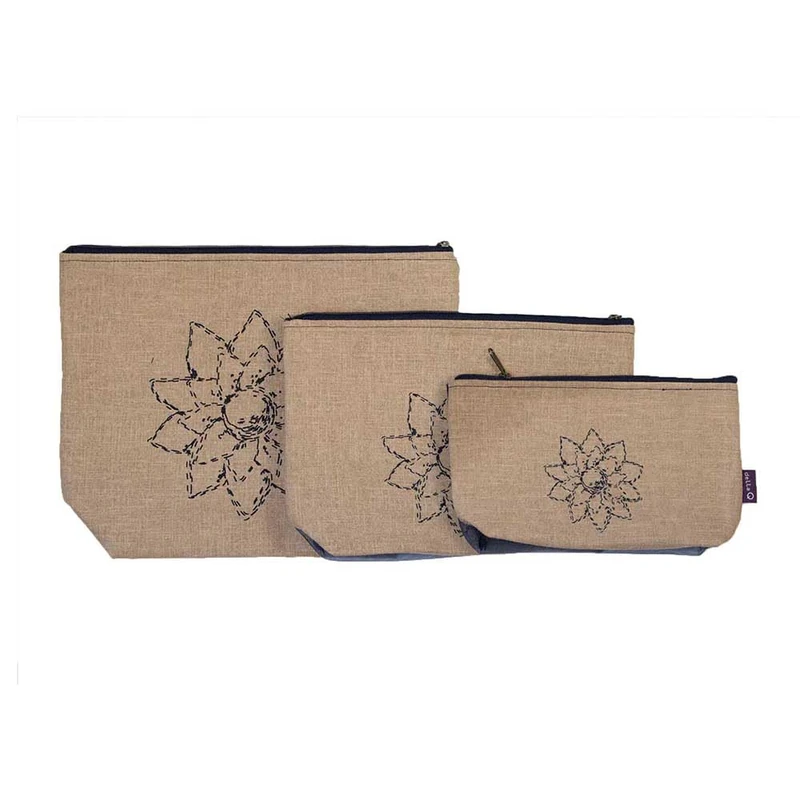 Della Q Pouch Set, Linen Mesh, Beige, Size S-M-L - Image 1