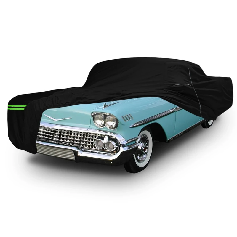 Waterproof Car Cover Compatible with Chevrolet Impala/Bel Air/Biscayne 1958-1970 2/4 Door Sedan/Couple/Hardtop 210T All Weather Classic Car Covers with Zipper Door for Snow Rain Protection
