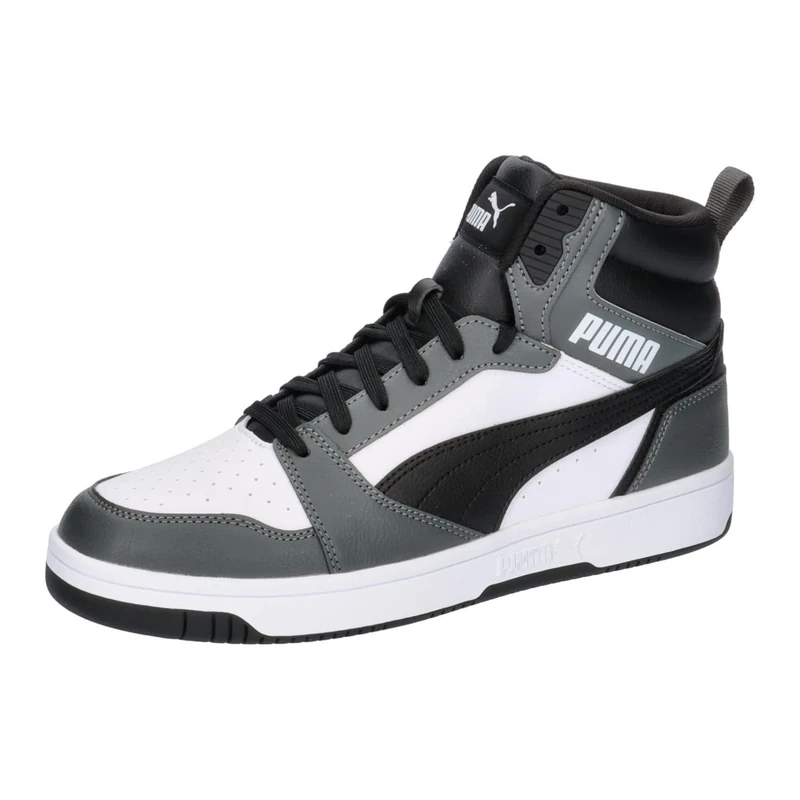 Puma Unisex Adults Rebound V6 Sneakers, Puma White-Puma Black-Shadow Gray, 4.5 UK