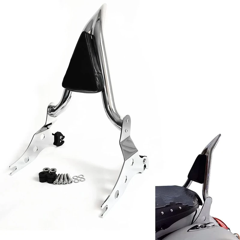 [New Generation] Chrome Sissy Bar, Detachable Passenger Backrest Rear Pad Fit for Fatboy FLFBS 2018-2022 Breakout 2013-2022