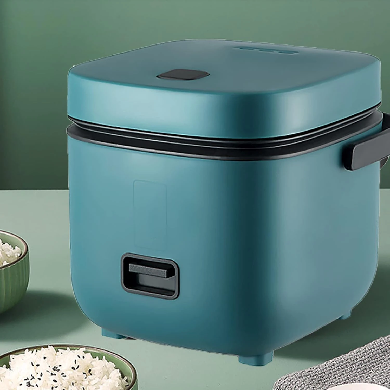 Perfect Rice Cooker Small for 2, Japanese Rice Cooker 1.2 litre, Non Stick Rice Pot with Steamer,Green