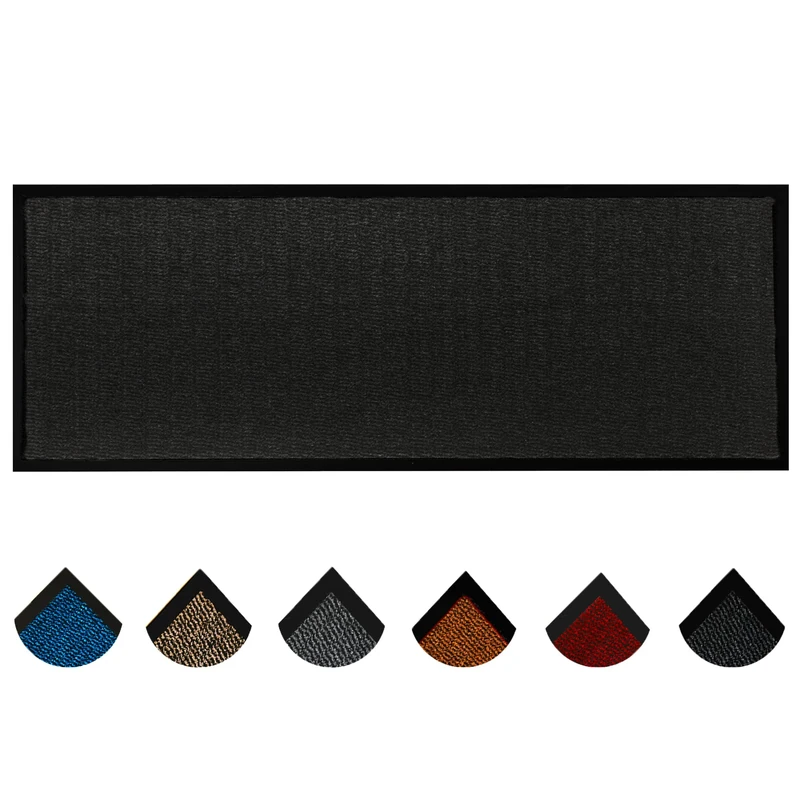 Homatz Hallway Runner Rug Heavy Duty Non-Slip Rubber Back, Anthracite 90x300cm Long Mat - Dirt Trapper, Water Absorbent Runner Mat, Washable Rugs, Carpet for Hallway Kitchen Living Room