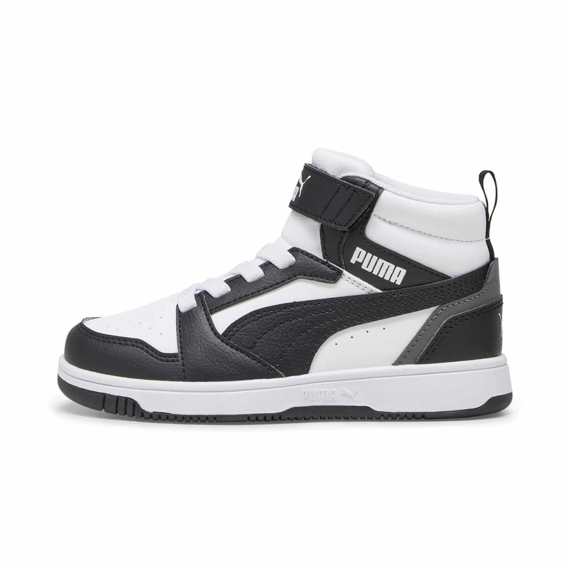 Puma Unisex Kids Rebound V6 Mid Ac+ Ps Sneaker, Puma White Puma Black Shadow Gray, 12 UK