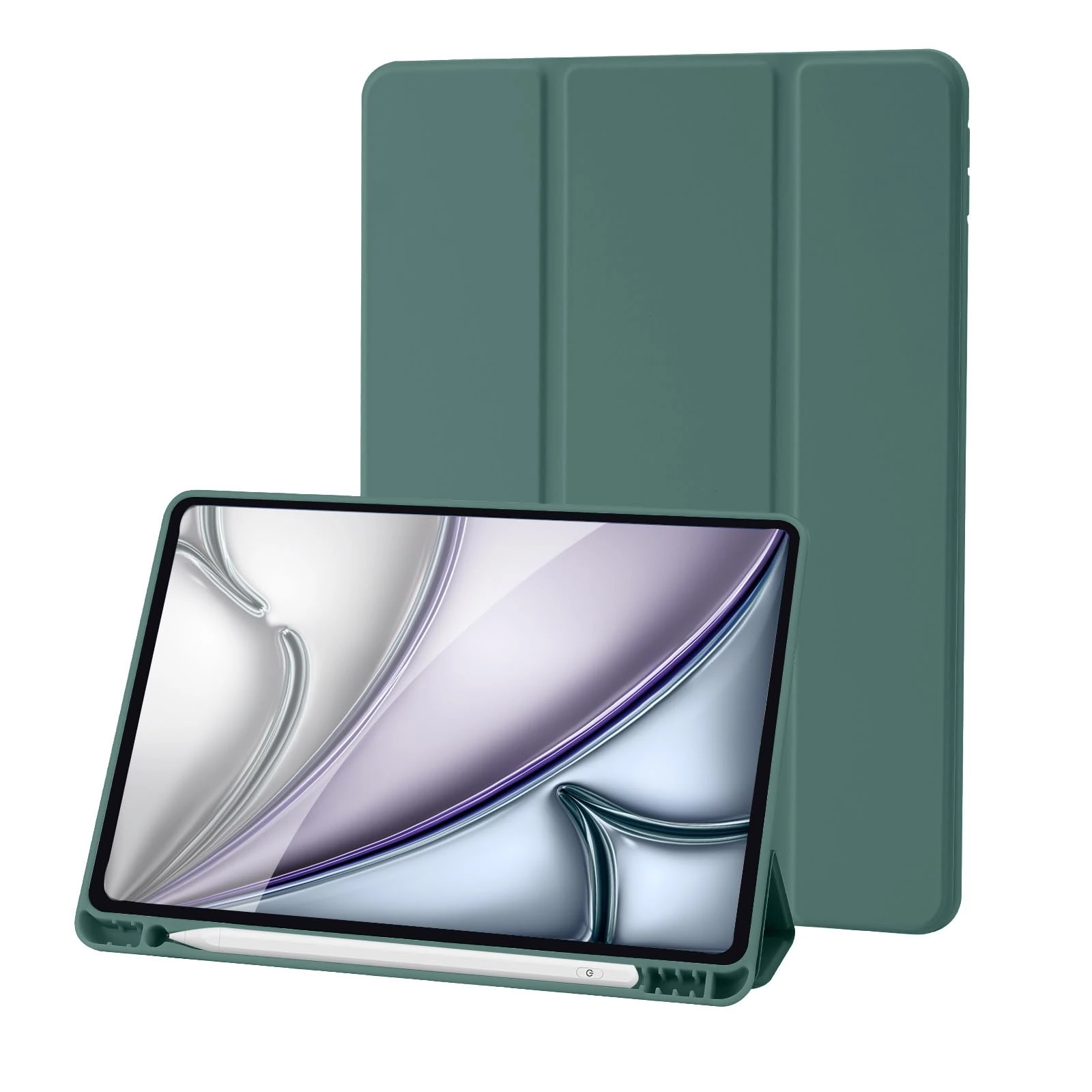 iPad 9th/8th/7th Generation Case, Premium PU Leather + Soft TPU Back With Pencil Holder, Auto Sleep/Wake 10.2 Inch Cover 2021/2020/2019 (Pine Green)