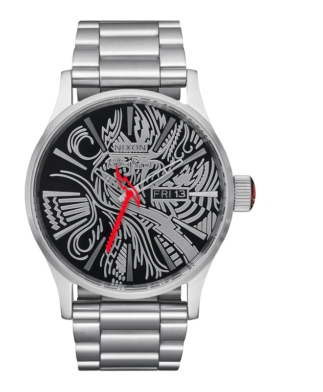 Nixon A135-3625-00 Men's Analogue Quartz Watch with Stainless Steel Strap, Silver/Black, Bracelet