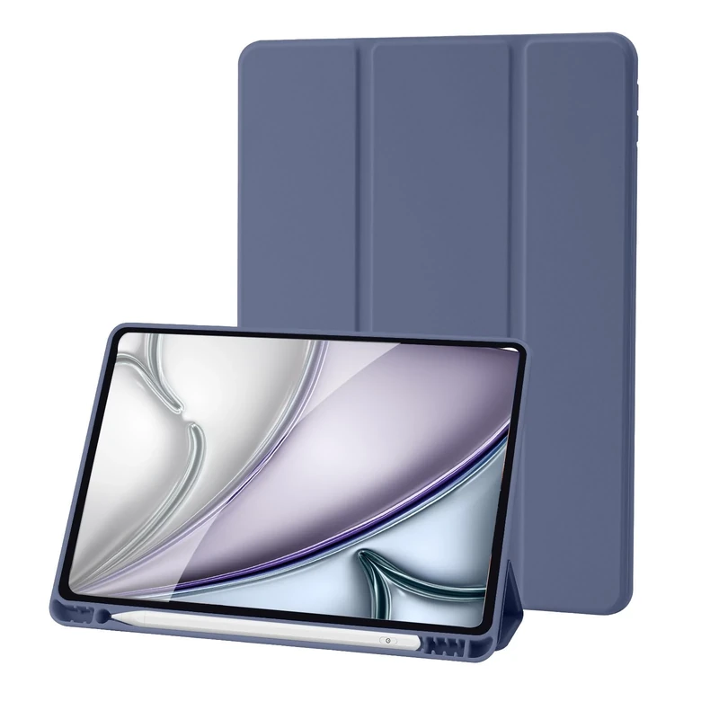Case Compatible with iPad 9th/8th/7th Generation, Premium PU Leather + Soft TPU Back Case with Pencil Holder, Auto Sleep/Wake 10.2 Inch iPad Case Cover 2021/2020/2019 (Blue Gray)