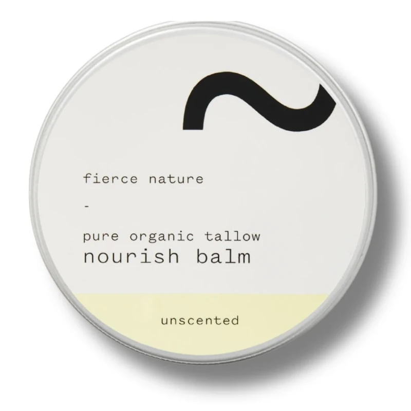 Fierce Nature Pure Nourish Tallow Balm | Organic, Vitamin-Rich Nourishing Body & Face Moisturizer | Natural, Essential Oil Free Skincare | Unscented 100g