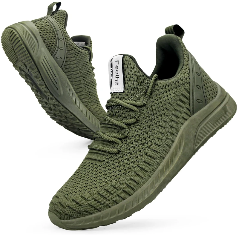 Feethit Women Tennis Running Shoes Walking Shoes Lightweight Casual Sneakers for Travel Gym Work Woman Waitress Nurse, Olive Green, 4.5 UK
