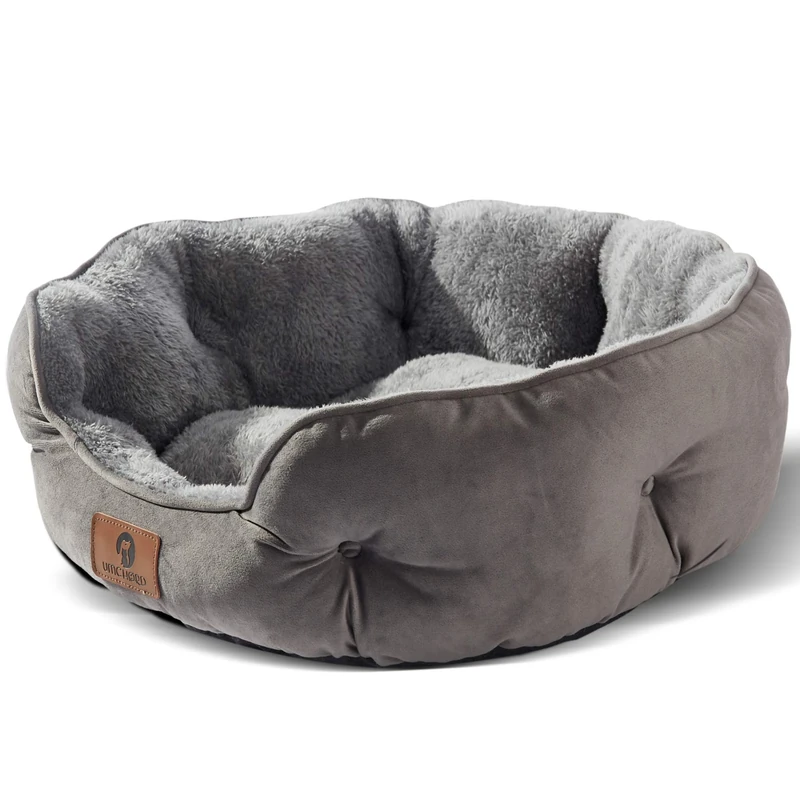 Asvin Large Dog Bed for Large Dogs, Large Cat Beds for Indoor Cats, Pet Bed for Puppy and Kitty, Extra Soft & Machine Washable with Anti-Slip & Water-Resistant Oxford Bottom, Grey, 35 inches