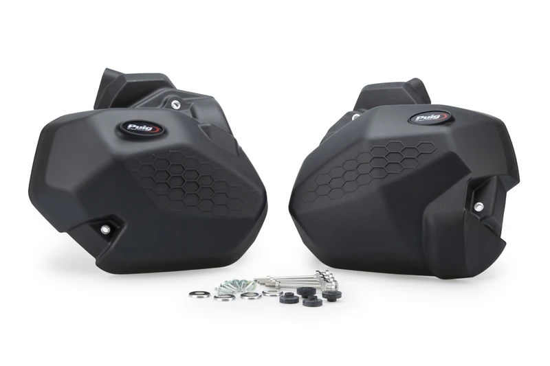 Puig 21877N Engine Protection Covers made of 4 mm polypropylene, lightweight and durable design to protect the engine casing from impacts while maintaining aesthetics and safety, Black