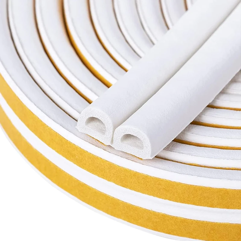 Weather Stripping Self Adhesive Foam Tape Window Door Draught Excluder SoundProof Weather Strip Tape Seals for Gap Seal,2 Seals, Total 10M Long White