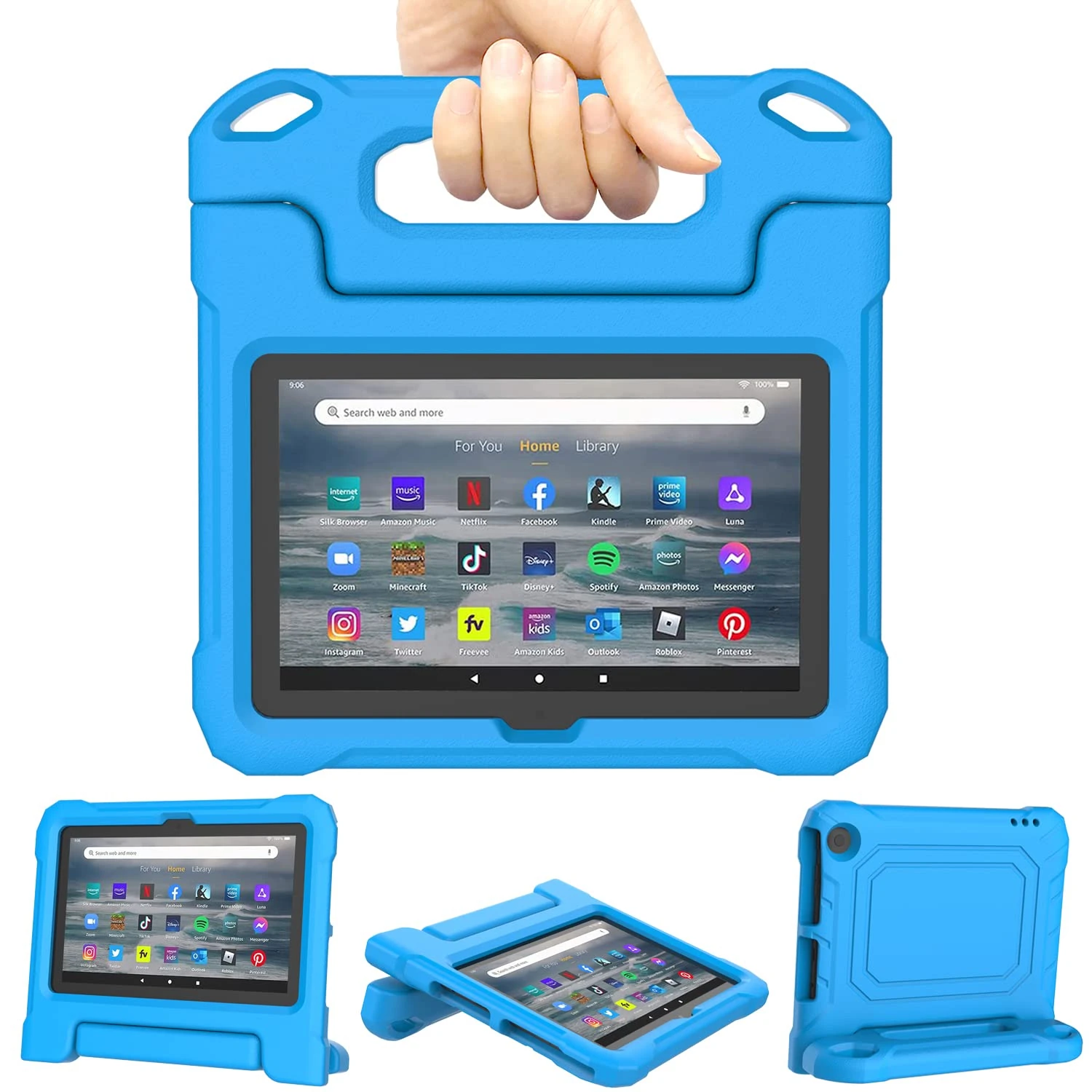 Amazon Fire 7 Tablet Case Kids 2022, Kindle Fire 7 Case (All-New 12th Generation, 2022 Release) - TrendGate Lightweight Shockproof Kid-Proof Cover with Handle Stand for Fire 7 Kids Tablet - Blue