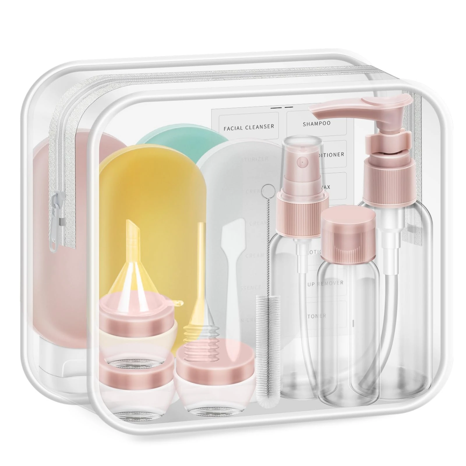 ojussa 16Pcs Travel Bottle Set for Toiletries Leak Proof Travel Bottles Travel Containers with Bag Squeezable Travel Accessories for Lotion Shampoo Conditioner Skincare