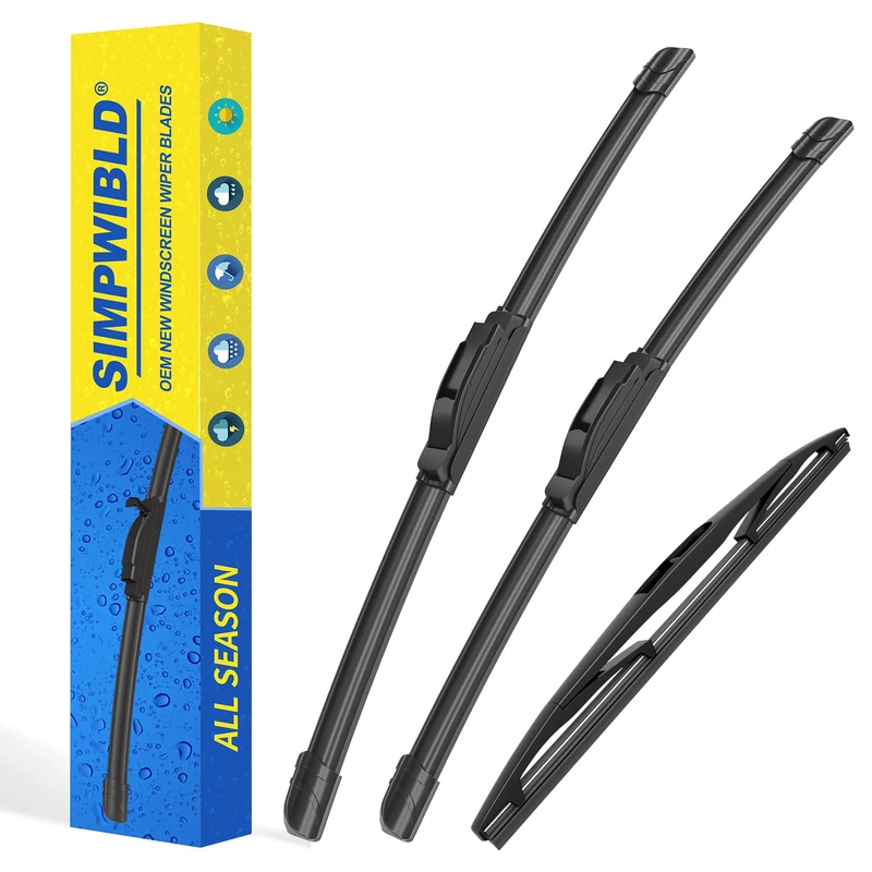 Front Windscreen Wipers + Rear Wiper Blades 3 Windscreen Wipers for Honda CR-V 2007-2011 Acura RDX/2019-2022 Nissan Leaf Models, OEM Quality Original Style (66.0 cm + 40.6 cm + 35.6 cm, Pack of 3)