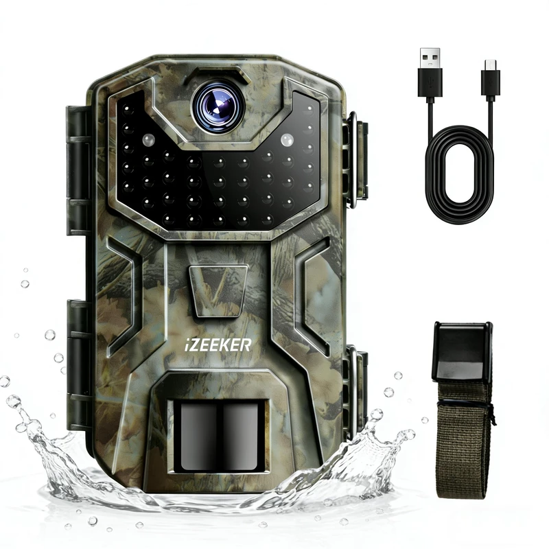 iZEEKER Wildlife Camera with Night Vision Motion Activated, HD Trail Camera with 940nm No Glow Infrared LEDs, Game Camera No WiFi IP66 Waterproof Night for Garden Wildlife Watching Security