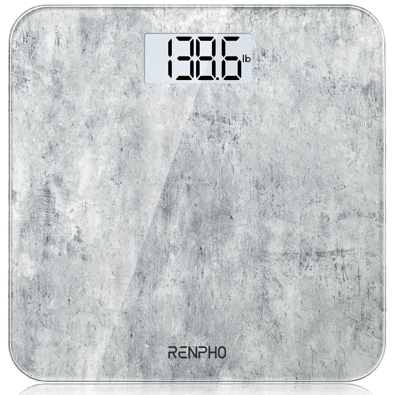 RENPHO Digital Bathroom Scales for Body Weight, Weighing Scale with High Precision Sensors Accurate, Bathroom Scales Weight Machine for People, LED Display, Step-On (ST/LB/KG), Concrete, Core 1S