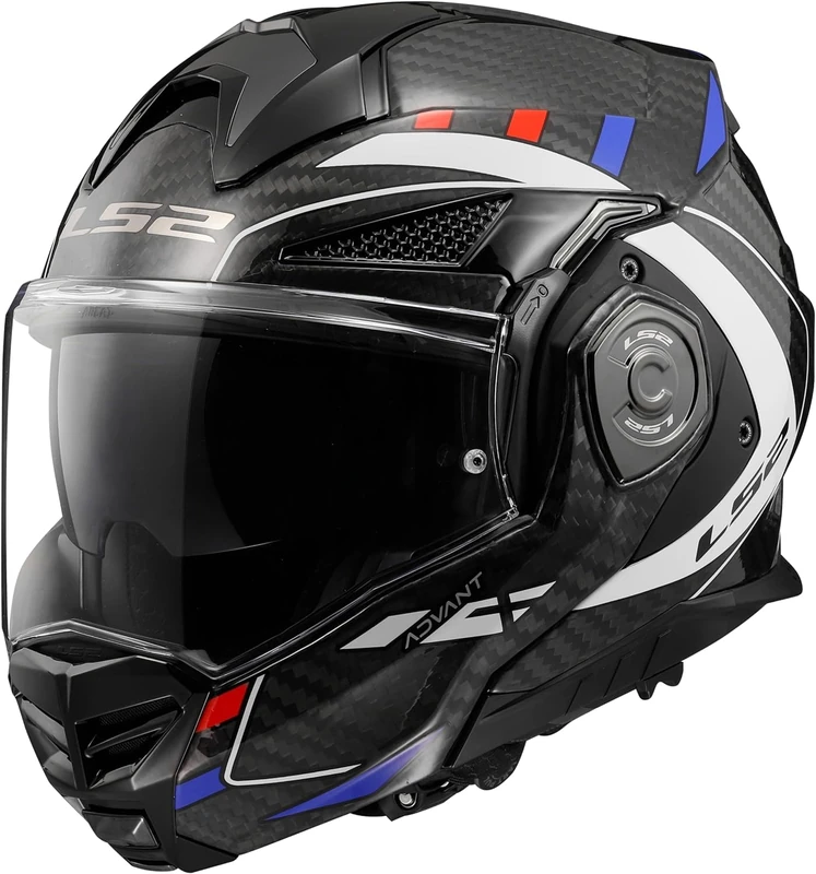 LS2 FF901 Advant X Carbon Modular 180° Flip Front Dual Visor Full Face Motorbike Helmet Sport. ECE 22.06 Certified. Complete With Pinlock and Luxury Camo Backpack Style Carry Bag - FUTURE - Image 1