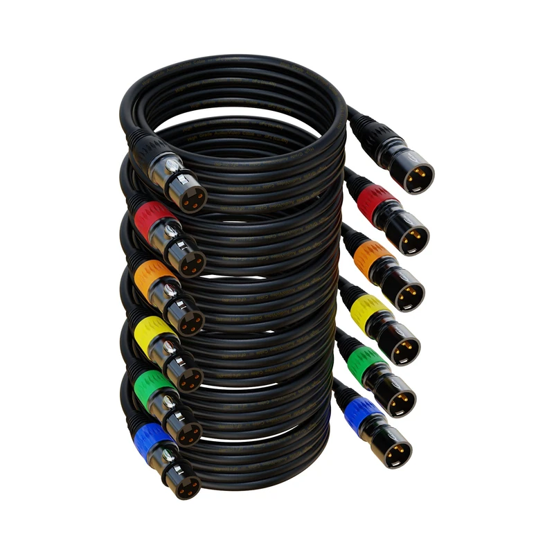 AuxLink XLR Cables 50ft 6Pack, Microphone Cable, Balanced XLR Male to Female Mic Cable Gold-Plated 3-Pins XLR Speaker Cables Compatible with Microphones, Stage Lighting, Speaker Systems and More
