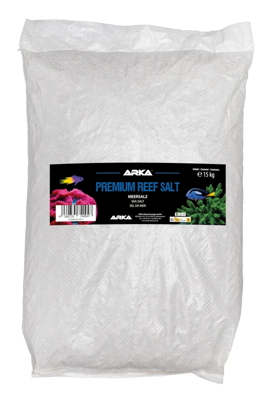 Reef salt – ARKA Premium Reef Salt 15 kg – fast-dissolving marine salt for stable reef aquariums – boosts coral growth, colour & health – phosphate/nitrate-free – ideal for RO water & sensitive corals