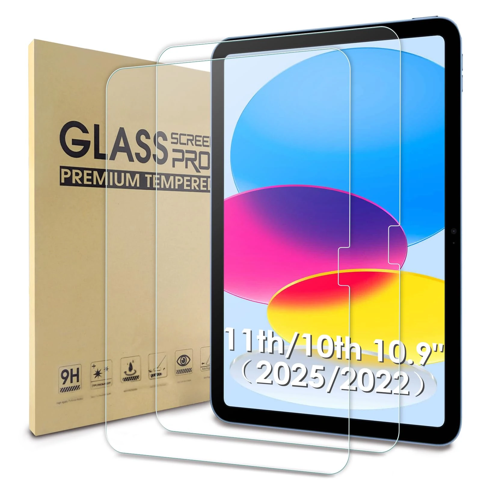 WD&CD 2 Pack Screen Protector Compatible with IPad 11 (A16) 2025 / Ipad 10 2022 10.9 Inch, Tempered Glass Film Replacement for Apple iPad 11'' A16(2025), Anti Scratch Anti Bubble High Definition