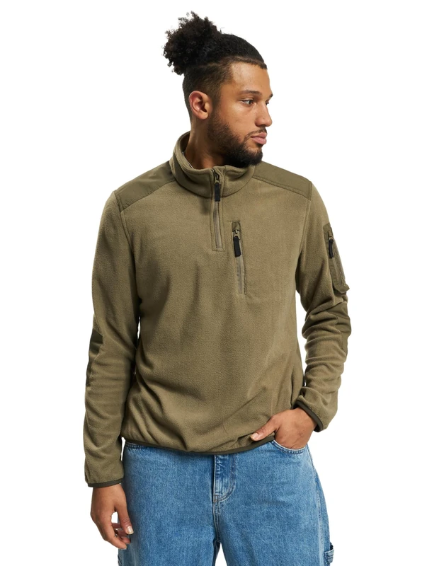 Brandit Fleece Troyer Ripstop, Color: olive, Size: XL