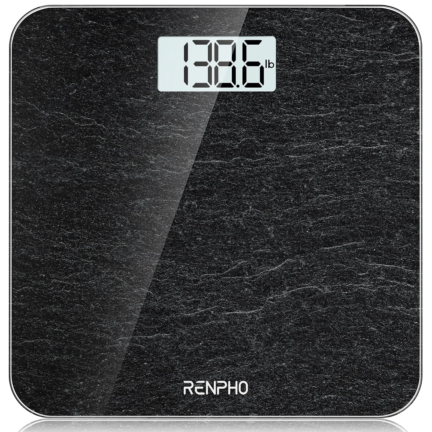 RENPHO Digital Bathroom Scales for Body Weight, Weighing Scale Electronic Bath Scales with High Precision Sensors Accurate Weight Machine for People, LED Display, Step-On (ST/LB/KG), Marble, Core 1S