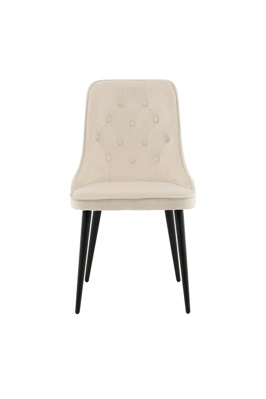 Velvet Deluxe Dining Chair - Black Legs/Beige Velvet