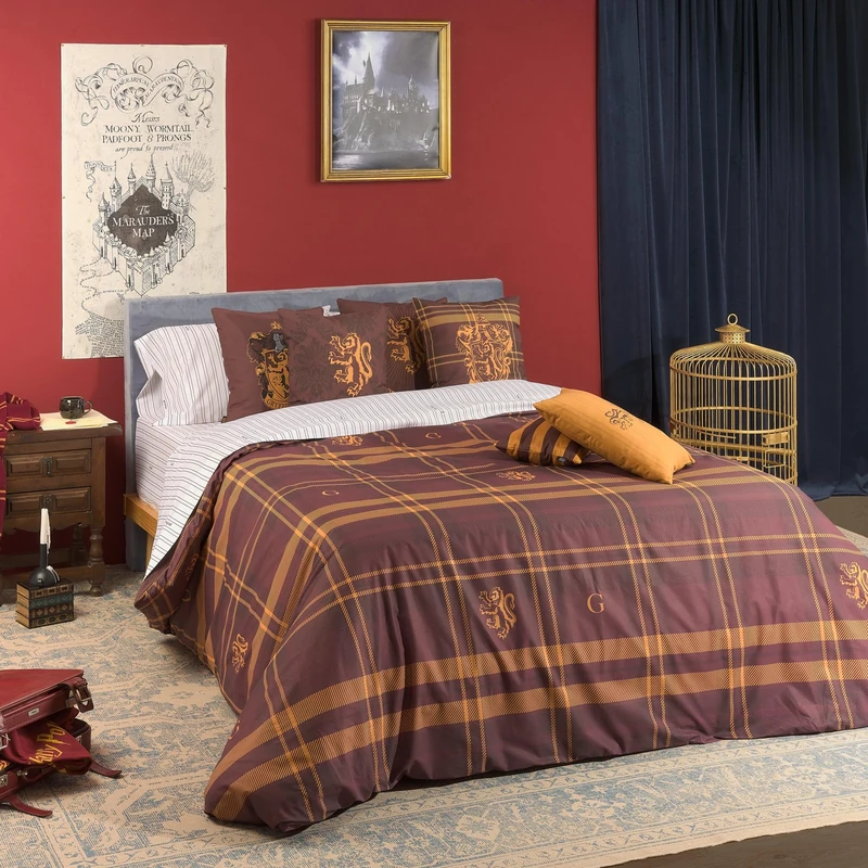 BELUM | Harry Potter Duvet Cover, 100% Cotton Gryffindor Model Duvet Cover for 105 Beds (180 x 220 cm)