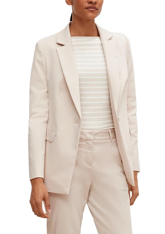 Comma Women's Blazer Long Sleeve Women's Blazer, Beige - 8102, 14