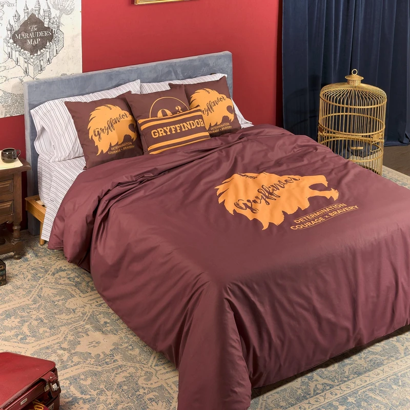 BELUM | Harry Potter Duvet Cover, 100% Cotton Duvet Cover with Buttons, Gryffindor Values Model for 135/140 Beds (220 x 220 cm)