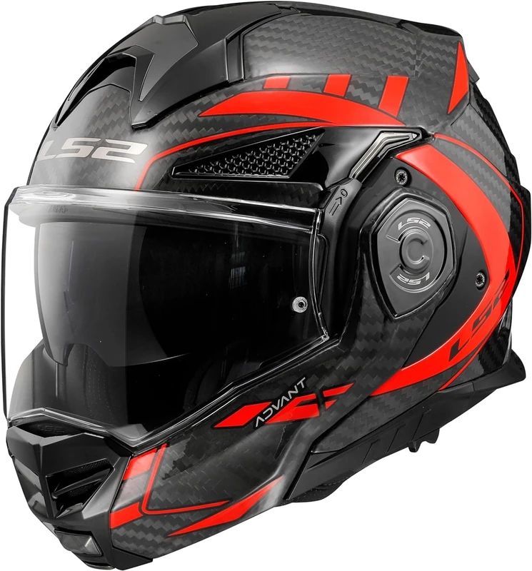 LS2 FF901 Advant X Carbon Modular 180° Flip Front Dual Visor Full Face Motorbike Helmet Sport. ECE 22.06 Certified. Complete With Pinlock and Luxury Camo Backpack Style Carry Bag - FUTURE